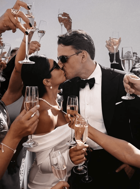 Couple celebrating their wedding